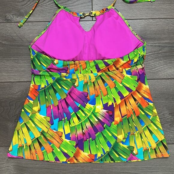 Trina Turk Polynesian Palms Two Piece Tankini Hipster Bottoms Multicolor *Size 8 - Picture 6 of 15